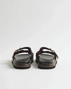 Red Quilted Double Strap Footbed Sandals