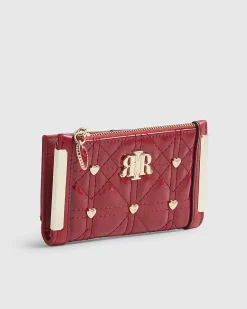 Red Quilted Heart Stud Mini Purse