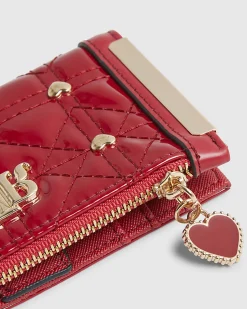 Red Quilted Heart Stud Mini Purse