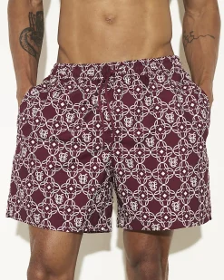 Red Regular Fit Monogram Swim Shorts