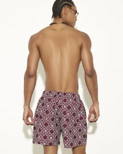 Red Regular Fit Monogram Swim Shorts