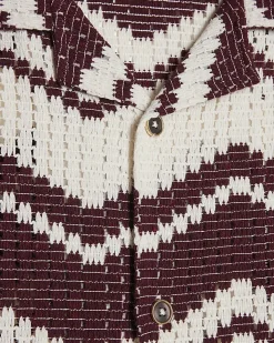 Red Regular Fit Zig Zag Crochet Shirt