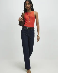 Red Ribbed Knitted Vest Top