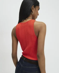 Red Ribbed Knitted Vest Top