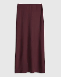 Red Satin Midi Skirt