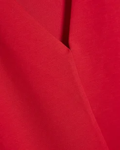 Red Short Sleeve Tape Detail V Neck Top