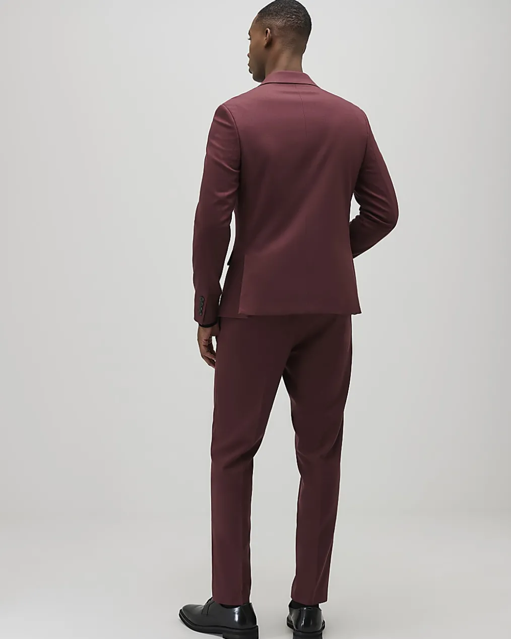 Red Skinny Fit Stretch Textured Suit Trousers