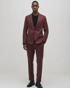 Red Skinny Fit Stretch Textured Suit Jacket