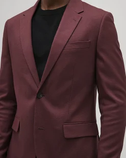 Red Skinny Fit Stretch Textured Suit Jacket