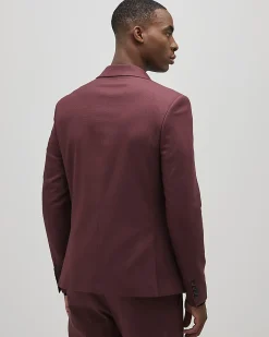 Red Skinny Fit Stretch Textured Suit Jacket