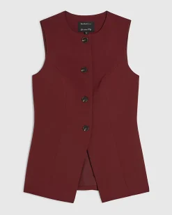 Red Sleeveless Button Detail Waistcoat