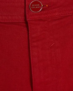 Red Stretch Hotpant Denim Shorts