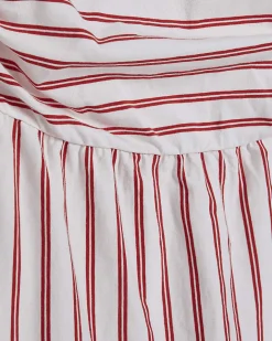 Red Striped Bubble Hem Midi Dress