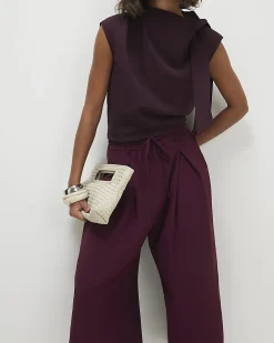 Red Tie Detail Culottes