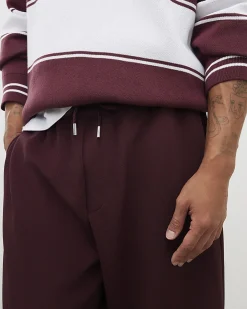 Red Wide Leg Twill Joggers