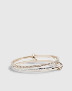 Rose Gold and Silver Linked Stacking Bangle