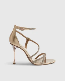 Rose Gold Closed Back Diamante Strap Heels