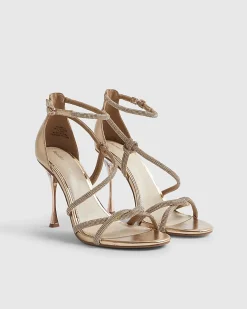 Rose Gold Closed Back Diamante Strap Heels