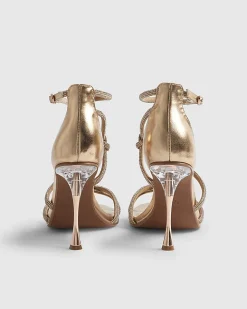 Rose Gold Closed Back Diamante Strap Heels