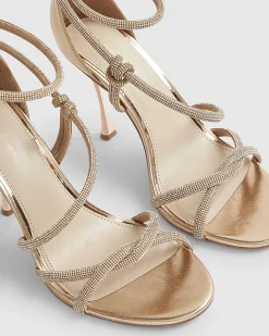 Rose Gold Closed Back Diamante Strap Heels