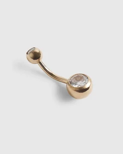 Rose Gold Diamante Belly Bar