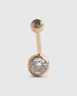 Rose Gold Diamante Belly Bar