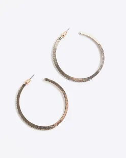 Rose Gold Diamante Hoop Earrings