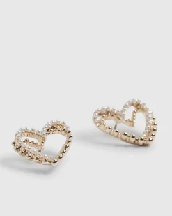 Rose Gold Double Heart Stud Earrings
