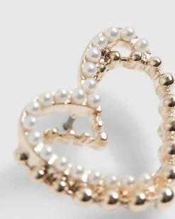 Rose Gold Double Heart Stud Earrings