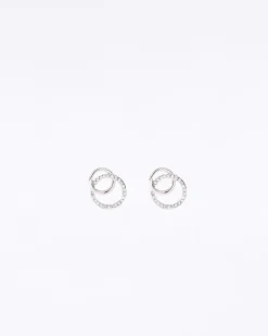 Rose Gold Double Ring Stud Earrings