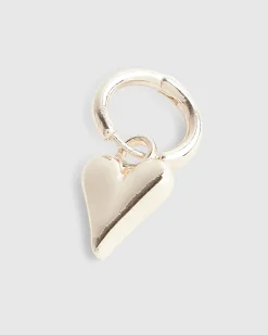 Rose Gold Heart Drop Hoop Earrings