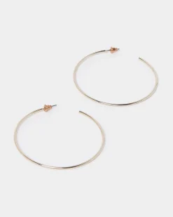 Rose gold thin hoop earrings