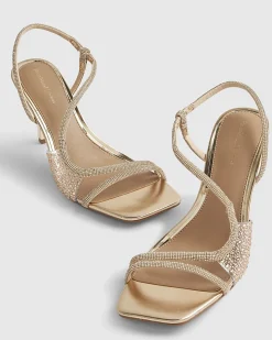 Rose Gold Wide Fit Perspex Diamante Heels