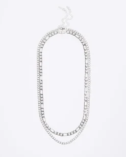 Silver 2 Row Chain Necklace