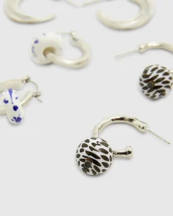 Silver Bead Hoop Earrings Multipack