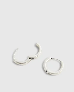 Silver Brushed Hoop Earrings