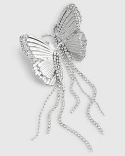 Silver Butterfly Drop Earrings