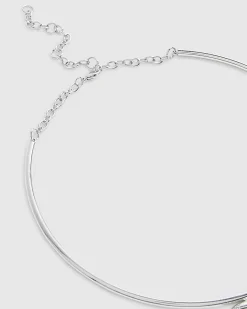 Silver Butterfly Torque Necklace