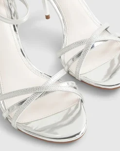 Silver Caged Back Heeled Sandals