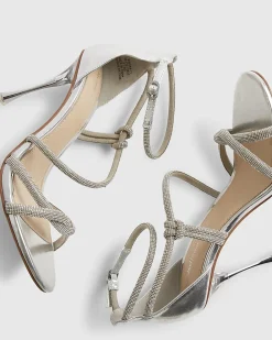 Silver Closed Back Diamante Strap Heels