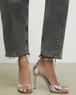 Silver Closed Back Heeled Sandals