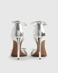 Silver Closed Back Heeled Sandals