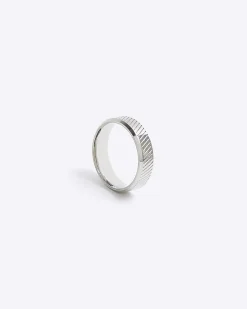 Silver colour slash ring