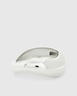 Silver curved hinge bracelet