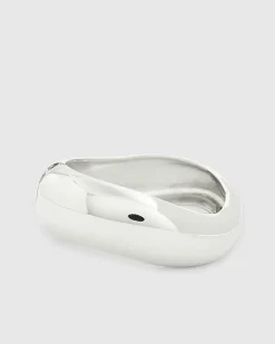 Silver curved hinge bracelet