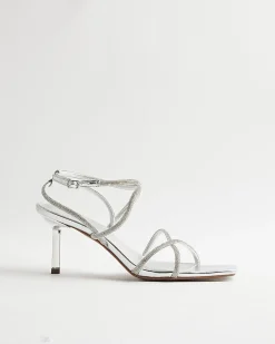 Silver Diamante Heeled Sandals