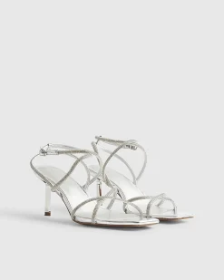 Silver Diamante Heeled Sandals