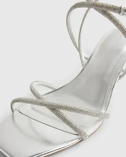 Silver Diamante Heeled Sandals