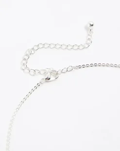 Silver Diamond Simulant Pendant Necklace
