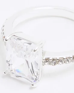 Silver Diamond Simulant Ring